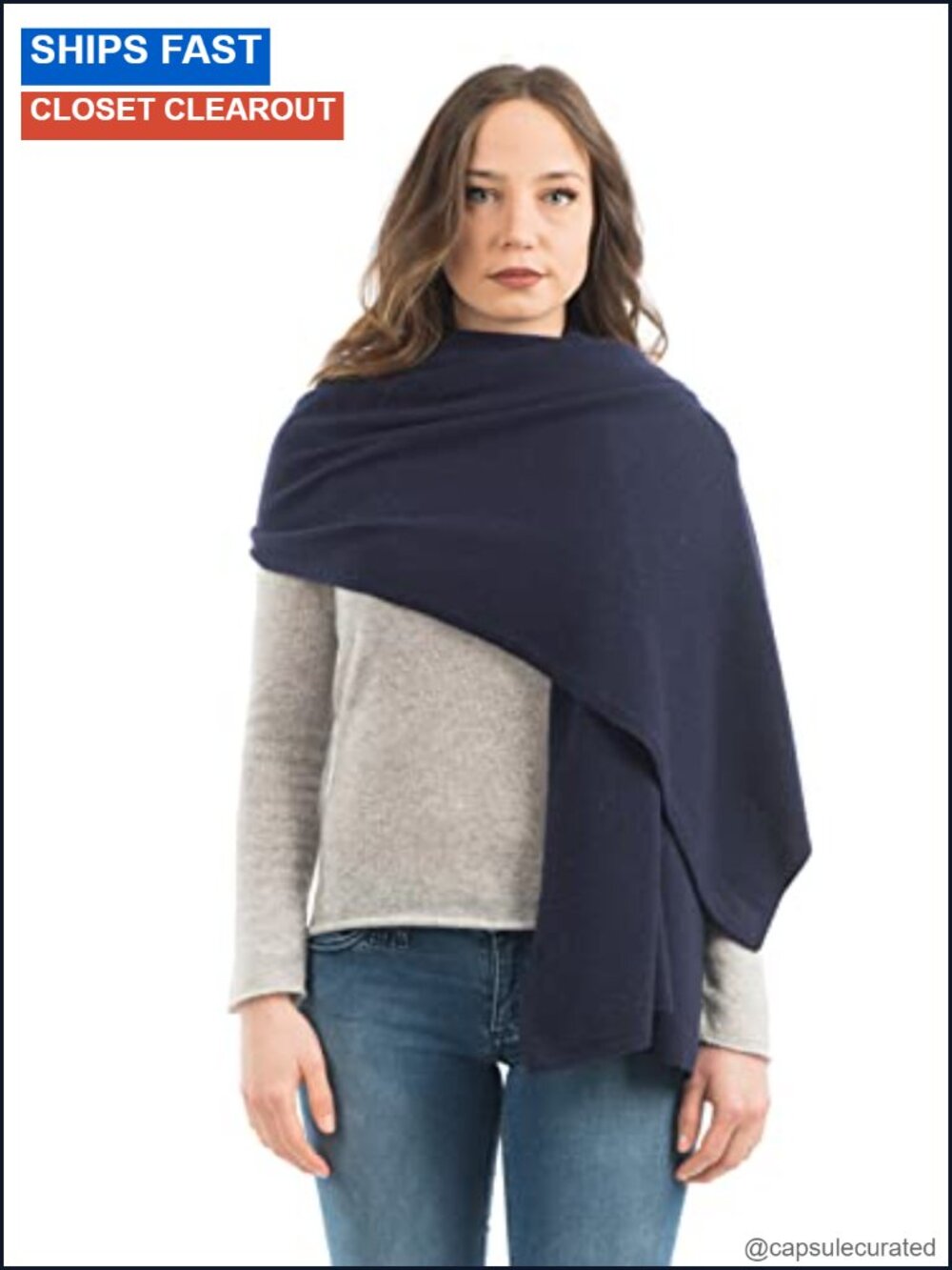 Wool Cashmere Blend Stole Wrap Shawl Italian Made 3 Ways to Wear